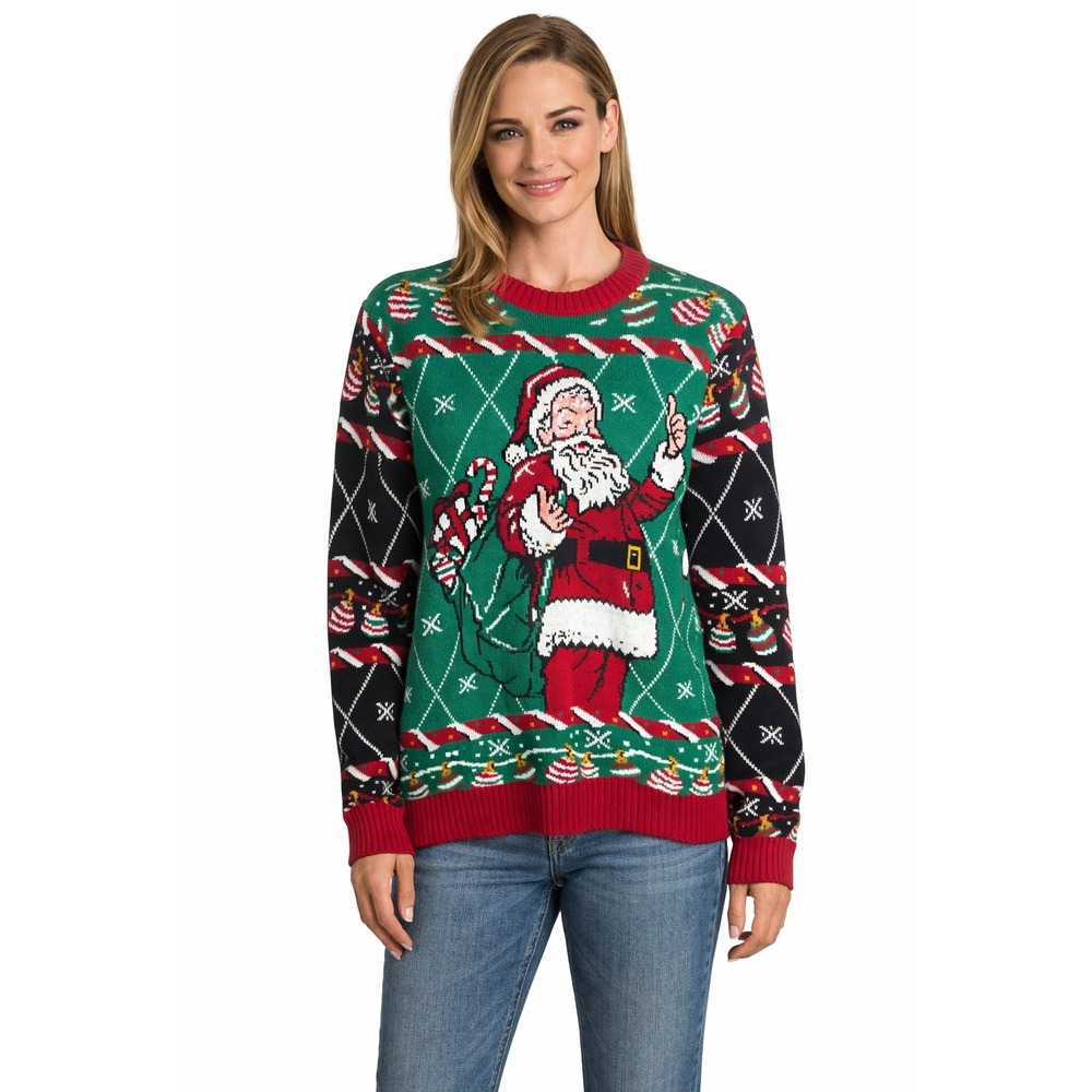 Ugly Christmas Sweater Santa Claus Graphic Knit Pullover Size Small Party Office
